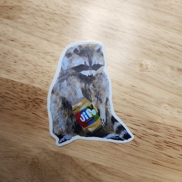 'Snackin' Boy' Raccoon Sticker - Picture 3 of 4
